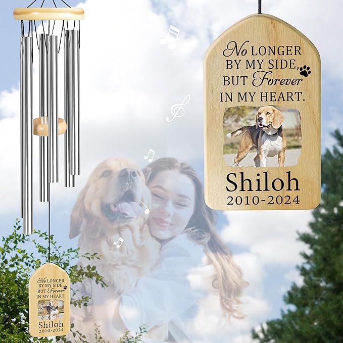 Pet Memorial Wind Chime, Pet Loss Gifts, Pet Memorial Gifts for Dogs, Dog Memorial Gifts for Loss of Dog, Loss of Dog Sympathy Gift, Dog Remembrance Gift, in Memory of Dog Cat - Forever in Heart