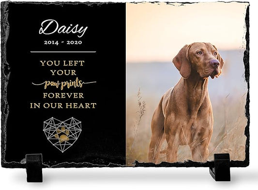 Pet Memorial Stone with Photo - 8"x12" - 6 Designs - Pet Grave Marker - Pet Headstone | Dog Memorial Stone - Garden Memorial Stones - Personalized Memorial | Waterproof - Outdoor & Indoor #4