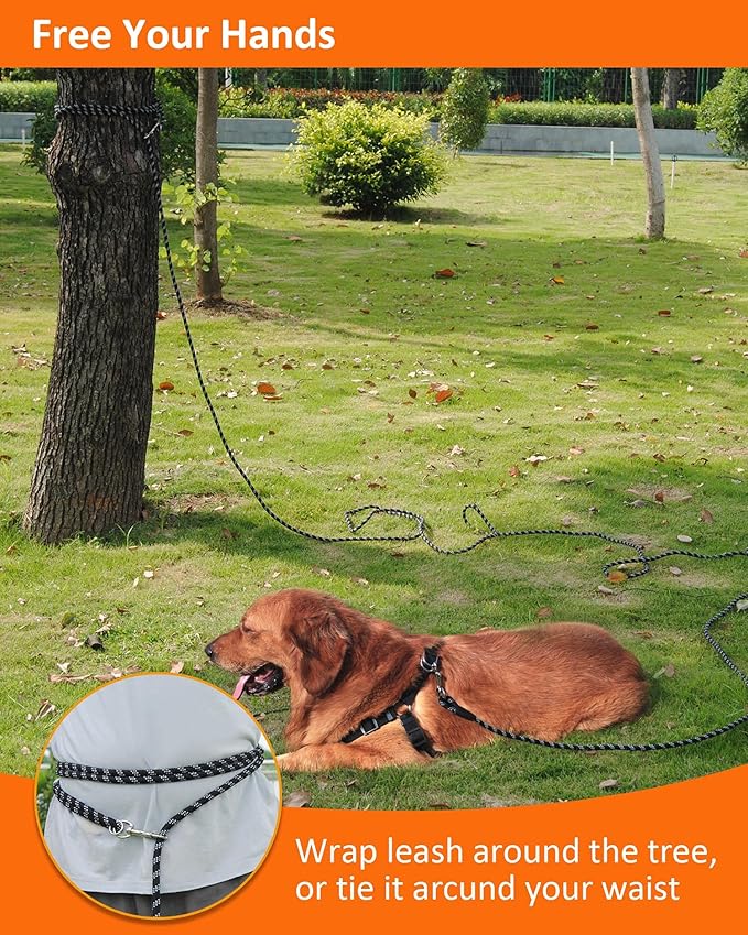 Dog Leash for Training 10FT/16FT/30FT/50FT/100FT Long, Reflective Threads Rope Check Cord, Heavy Duty Lead for Large Medium Small Dogs Outside Walking, Playing, Camping, or Yard