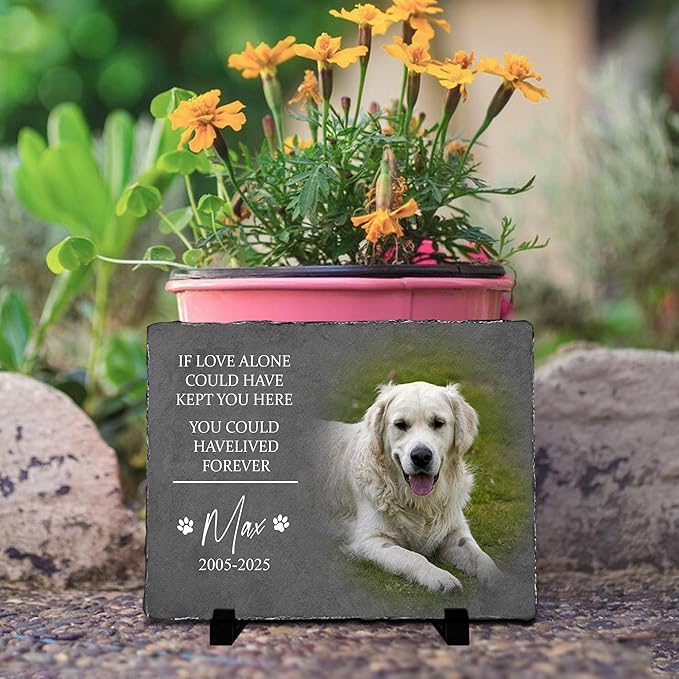 Personalized Memorial Stone with Photo – Custom Dog Remembrance Gift for Garden or Indoor Use, Loss Keepsake for Dogs, Thoughtful Tribute Marker for Healing and Memory