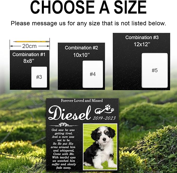 ADFSTONE 6" Pet Memorial Stones Personalized Dog Remembrance Gifts, Customized Cat Picture Grieving Plaque, DIY Gravestone, Custom Sympathy Photo Gift, Animal Grave Markers, Little Tombstones