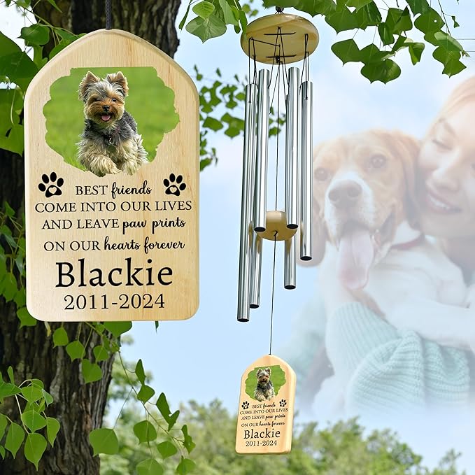 Personalized Memorial Wind Chime - Dog & Cat Loss Gifts - Sympathy Gift for Pet Bereavement - Come into Lives
