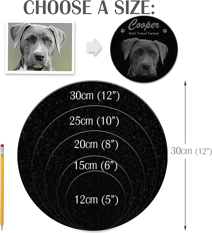 ADFSTONE 16" Round Shaped Pet Memorial Stones Personalized Dog Remembrance Gifts, Customized Cat Picture Grieving Plaque, DIY Gravestone, Custom Sympathy Photo Gift, Animal Grave Markers