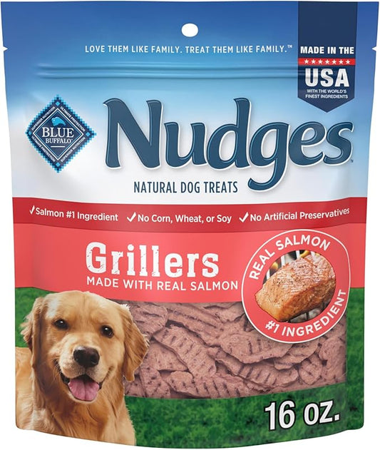 Blue Buffalo Nudges Grillers Natural Dog Treats, Made in The USA with Real Salmon, 16-oz. Bag