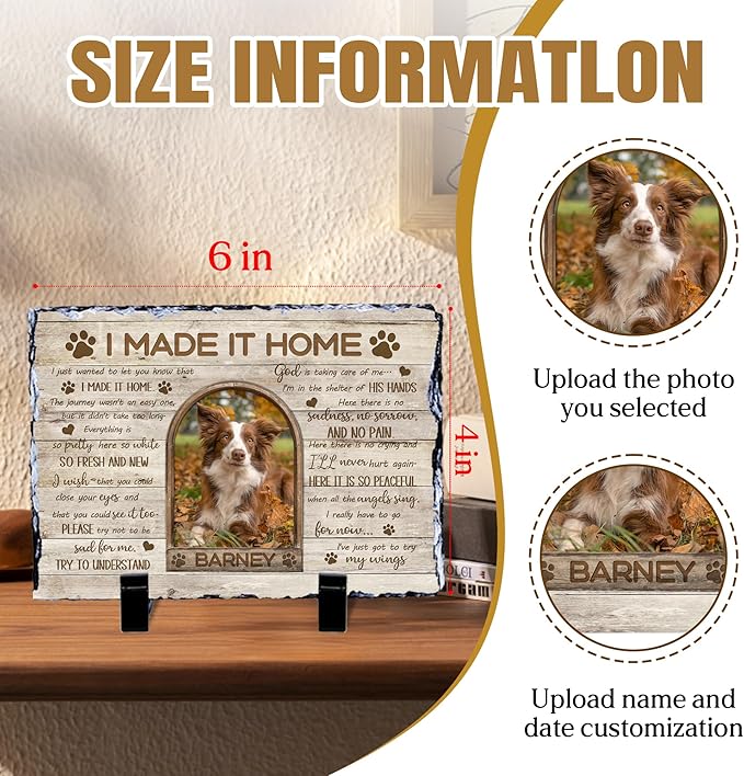 Personalized Dog Memorial Gifts for Loss of Dog, Custom Pet Memorial Stone with Photo Name, Pet Headstones for Dogs, Bereavement Sympathy Gifts for Dog Cat Lover