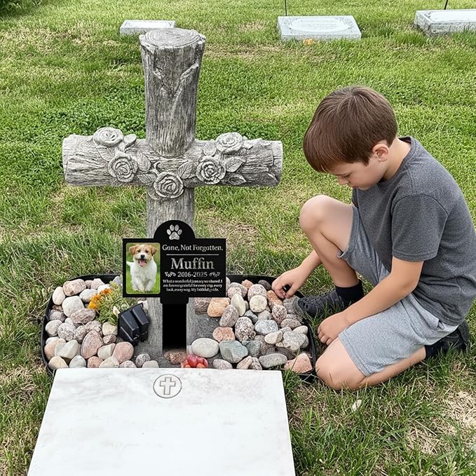 Custom Dog Grave Markers Outdoor, Personalized Pet Grave Marker Dog Memorial with Photo and Name, Outdoor Weatherproof Pet Cemetery Sign, Personalized Dog Memorial Gifts for Loss of Dog