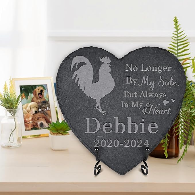 Chicken Memorial Stone Chicken Headstone - Memorial for Chicken - Loss of Chicken - Chicken Keepsake - Pet Remembrance Chicken - in Memory of Chicken (Heart-Shaped)