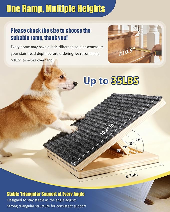 Anti-Slip Dog Steps for Stairs, 6 Pack Foldable Wooden Pet Ramp for Small Dogs, Low-Angle Stair Support for Senior, Injured, Short-Legged & Mobility-Limited Pets