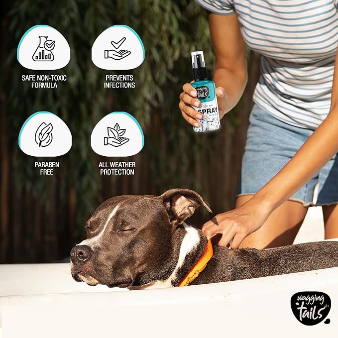Wagging Tails 6-in-1 Paw Spray for Dogs and Cats, 3.38 fl oz Pack of 2 | All-Weather Pet Spray | Soothes Elbows & Paws, Heals Cracked Paws, Moisturizes Paw Pads | Controls Odor & Keeps Pets Clean