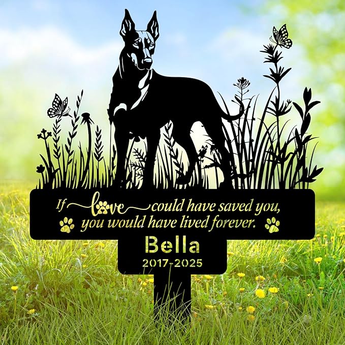 Personalized Pet Doberman Memorial Plaque, Custom Pet Doberman Memorial Stake with Name Date, Pet Doberman Grave Marker for Outdoor Cemetery, Garden & Yard, Custom Pet Doberman Loss Gifts