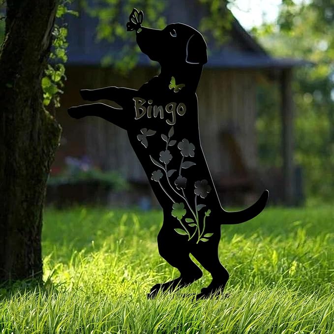 Personalized Metal Dog Name Grave Sign Stake, Custom Pet Garden Yard Decor, Pets Memorial Marker Plaque Gifts for Loss Pets, Outdoor Lawn Backyard Sympathy Gift
