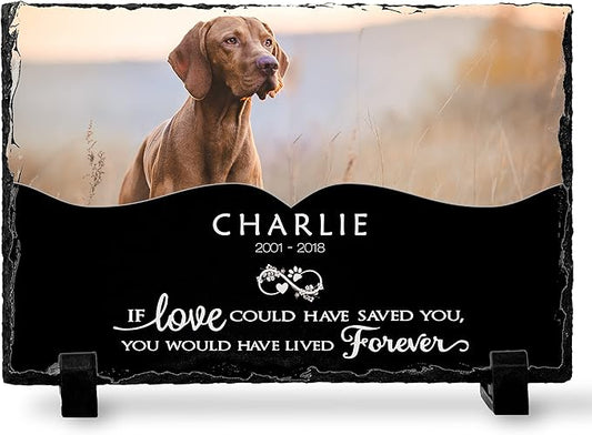 Pet Memorial Stone with Photo - 8"x12" - 6 Designs - Pet Grave Marker - Pet Headstone | Dog Memorial Stone - Garden Memorial Stones - Personalized Memorial | Waterproof - Outdoor & Indoor #3