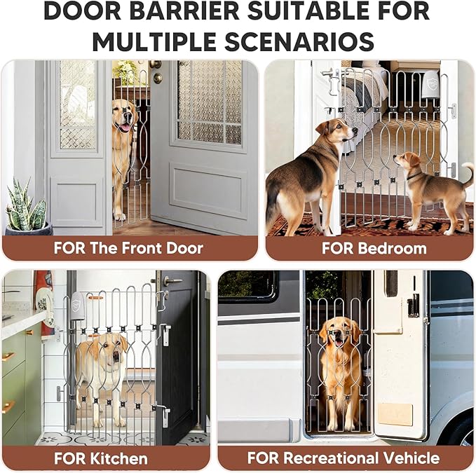 Snagle Paw Metal Retractable Door Barrier,Safety Dog Gate for Front Door,Easy Install Retractable Pet Gate for Recreational Vehicle,Doorways，32.3" Wide 35" Tall