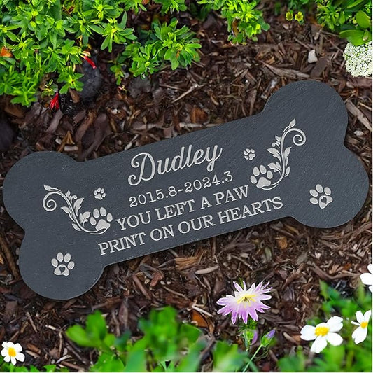 Dog Memorial Gifts for Loss of Dog, Pet Memorial Stone, Pet Memorial Gifts for Dogs, Loss of Dog Sympathy Gift, Dog Bereavement Gifts, Pet Loss Gifts - On Our Hearts Bone