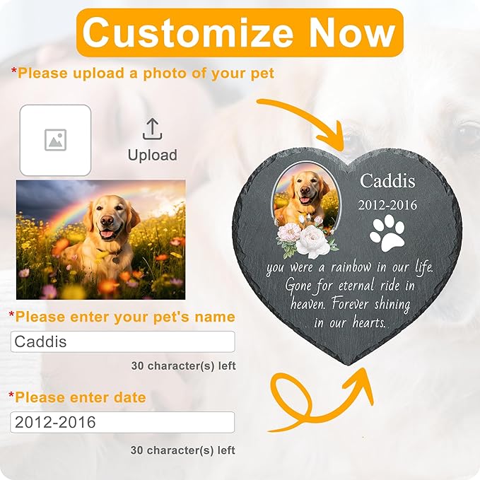 Memorial Gifts for Loss of Dog Custom Dog Memorial Stone, Pet Memorial Gifts, Pet Memorial Stones, Cemetery Decorations for Graves, Cat Memorial Gifts