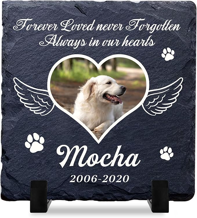 EDSG Personalized Dog Memorial Gifts for Loss of Dog Pet Memorial Gifts for Dogs Cats Memorial Stone Pet Loss Gifts Natural Slate Grave Plaque Pets Bereavement Gifts Loss of Pet Gift (Design 4)
