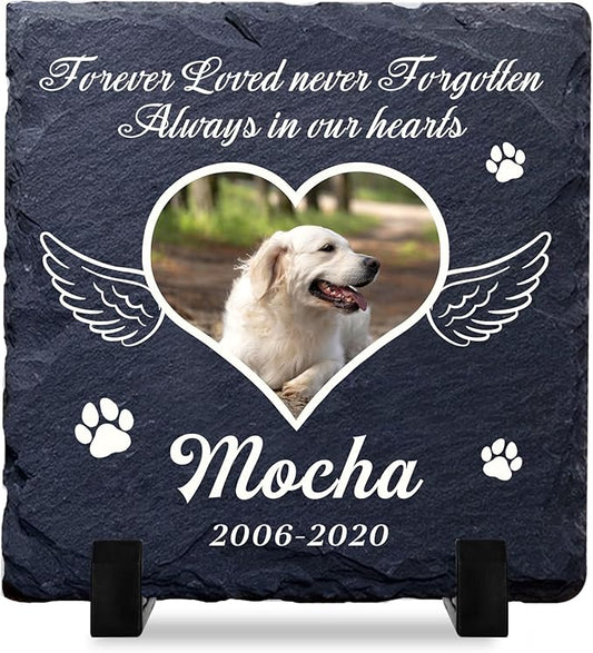 EDSG Personalized Dog Memorial Gifts for Loss of Dog Pet Memorial Gifts for Dogs Cats Memorial Stone Pet Loss Gifts Natural Slate Grave Plaque Pets Bereavement Gifts Loss of Pet Gift (Design 4)