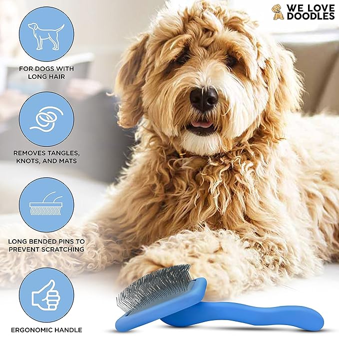 We Love Doodles Large Slicker Brush for Dogs & Dog Dematting Comb - Easily Remove Dog Tangles