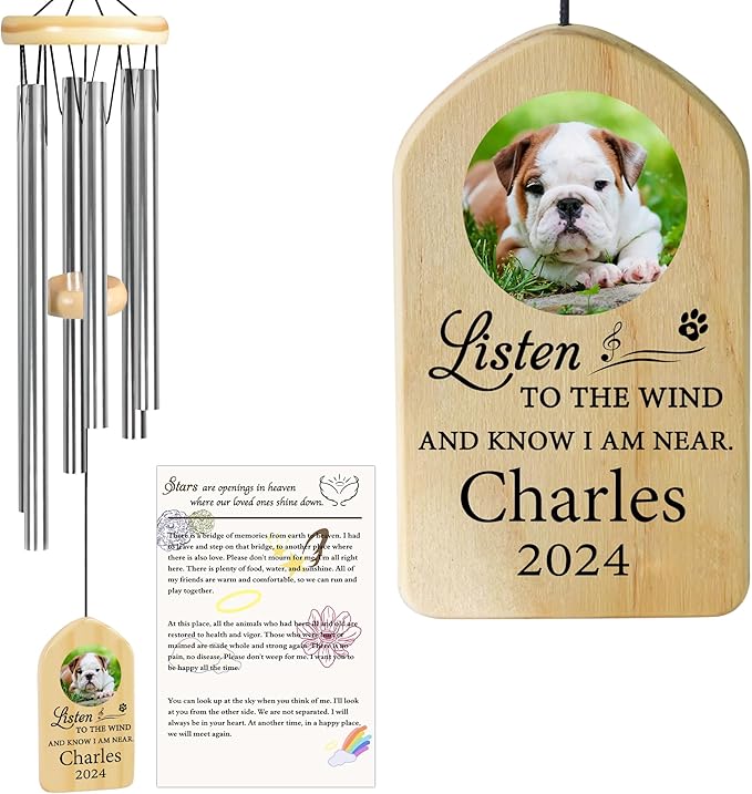 Dog Memorial Gifts for Loss of Dog, Pet Memorial Wind Chime, Pet Memorial Gifts, Pet Loss Gifts, Loss of Dog Sympathy Gift, Dog Remembrance Gift, in Memory of Dog Cat - I Am Near