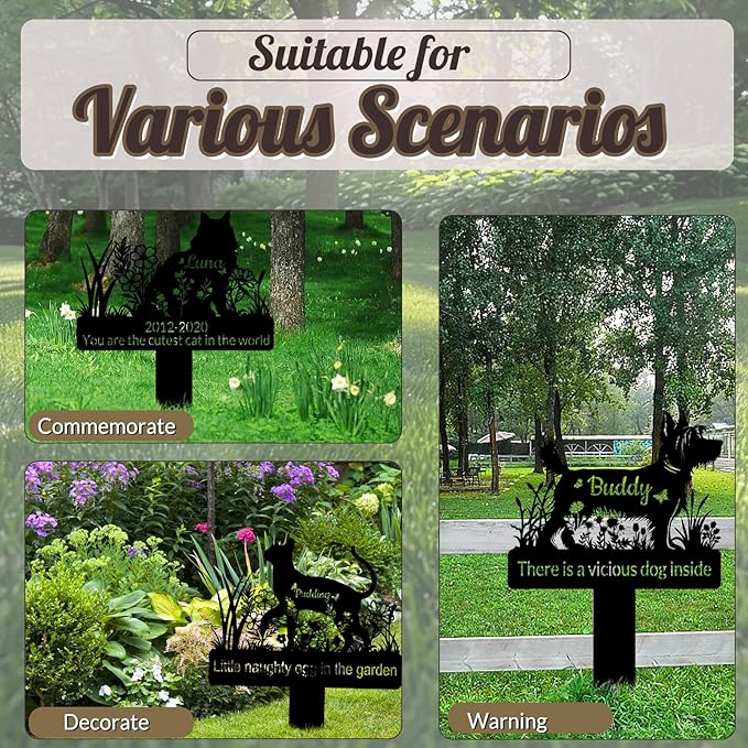 Aolun Custom Metal Dog Memorial Stake, Personalized Pet Name Grave Cemetery Markers Sign for Outdoor Garden Graveside, Dog Remembrance Plaque Pet Loss Gifts for Pet Owner Dog Lovers