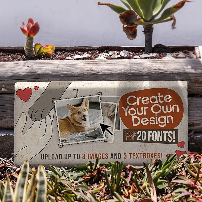 Personalized Pet Memorial Stones, 6x12 Create Your Own Pet Grave Markers as Keepsake or Pet Remembrance, Pet Loss Gifts for Bereaved Pet Owners, DIY Personalized Pet Memorial Limestone (Design 11)
