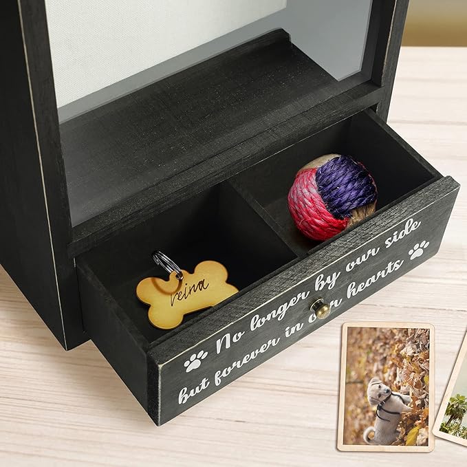 TJ.MOREE Dog Memorial Gifts - No Longer by Our Side But Forever in Our Hearts Remembrance Picture Frame Pet Memorial Shadow Box - Pet Sympathy Gifts for Loss of Dog