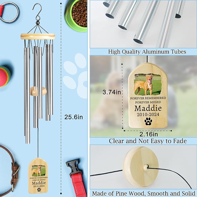 Pet Memorial Wind Chime, Pet Loss Gifts, Pet Memorial Gifts for Dogs, Dog Memorial Gifts for Loss of Dog, Loss of Dog Sympathy Gift, Dog Remembrance Gift, in Memory of Dog Cat - Forever Remembered