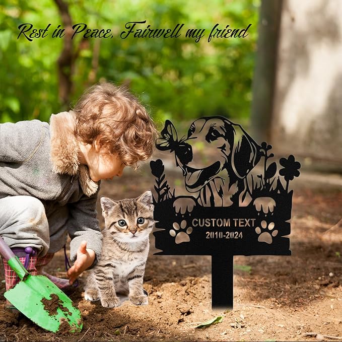 Custom Dog Grave Markers Outdoor, Personalized Pet Grave Marker Stake Dog Memorial, Outdoor Weatherproof Pet Cemetery Sign, Personalized Dog Memorial Gifts for Loss of Dog
