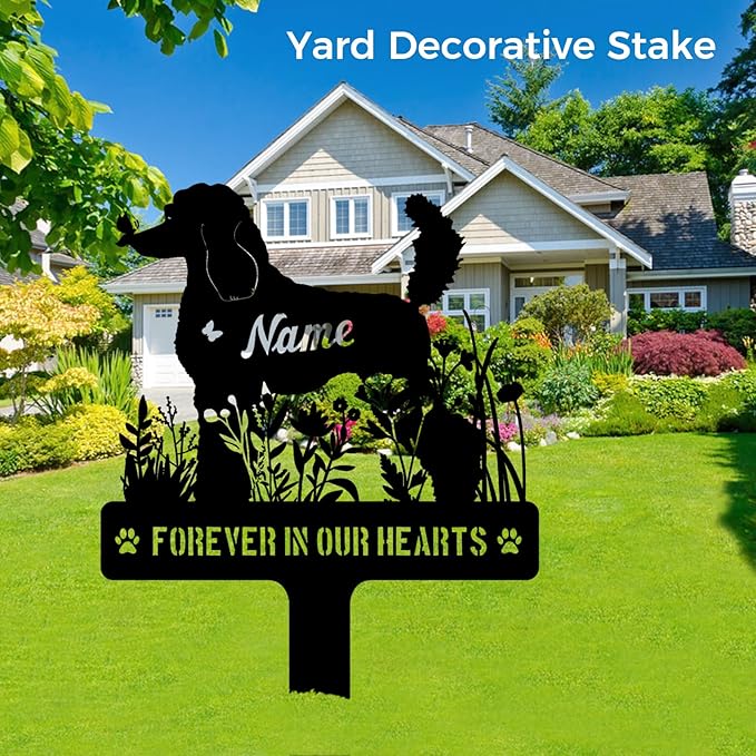 Custom Standard Poodle Poo Dog Memorial Stake, Personalized Dog Grave Marker, Metal Pet Tombstone, Outdoor Sympathy Sign for Garden Yard Decor, Pet Loss Gift