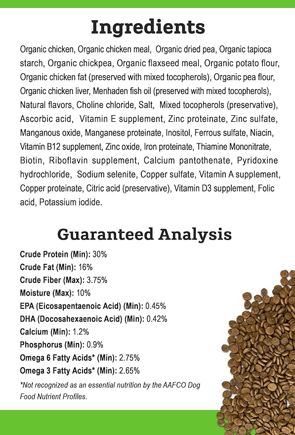 Tender & True Organic Chicken & Liver Recipe Dog Food, 20 lb