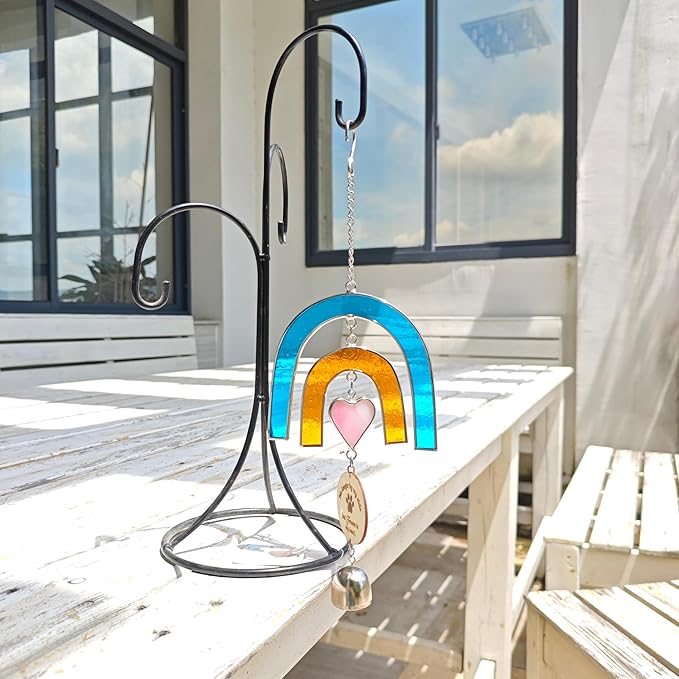 Pet Memorial Wind Chime, Stained Glass Suncatcher Rainbow Bridge Dog Memorial Gifts, Memorial Gifts for Loss of Dog Passing Away Gift, Pet Memorial Gift for Dogs, In Memory Of Dogs, Bereavement Window