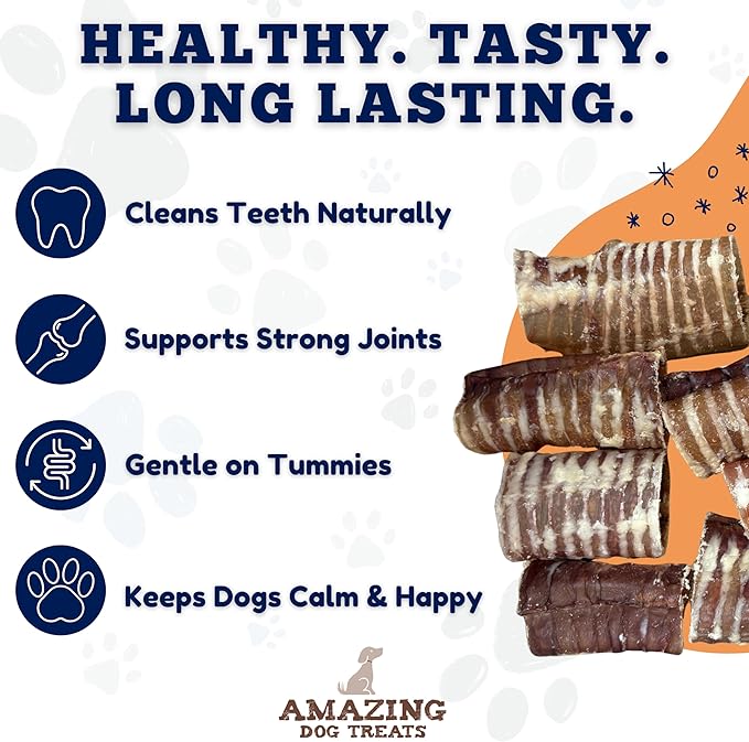 Amazing Dog Treats - 2-3 Inch Beef Trachea Rings (50 pcs/pck) - Premium Dog Chews- Great for Small Size Dogs - Excellent Source of Glucosamine and Chondroitin- Great for All Breeds