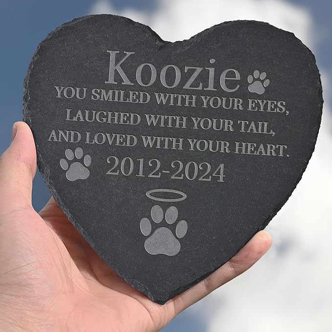 Personalized Pet Memorial Stone, Dog Memorial Gifts for Loss of Dog, Pet Loss Gifts, Pet Memorial, Loss of Dog Sympathy Gift, Dog Remembrance Gift, Pet Bereavement Gifts - Loved With Your Heart