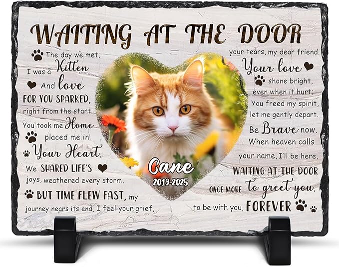 Ship Next Day, Customized Pet Memorial Stones for Dogs Cats Memorial Gifts for Loss of Dog Death Sympathy Gift with Photo Picture Name Date Personalized Pet Frame