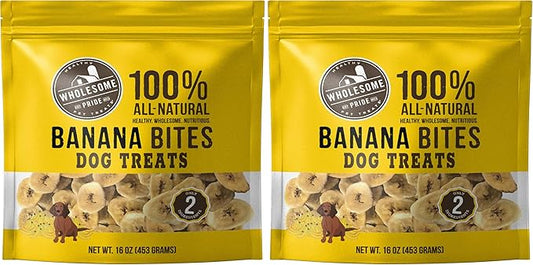 Wholesome Pride Banana Bites 100% All-Natural Limited Ingredient Dog Treats, 16 oz (Pack of 2)