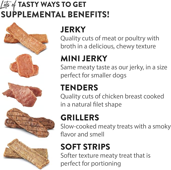 DOGSWELL Jerky Hip and Joint Dog Treats Grain Free Made in USA Only, Glucosamine and Chondroitin, 4 oz Chicken (842193)