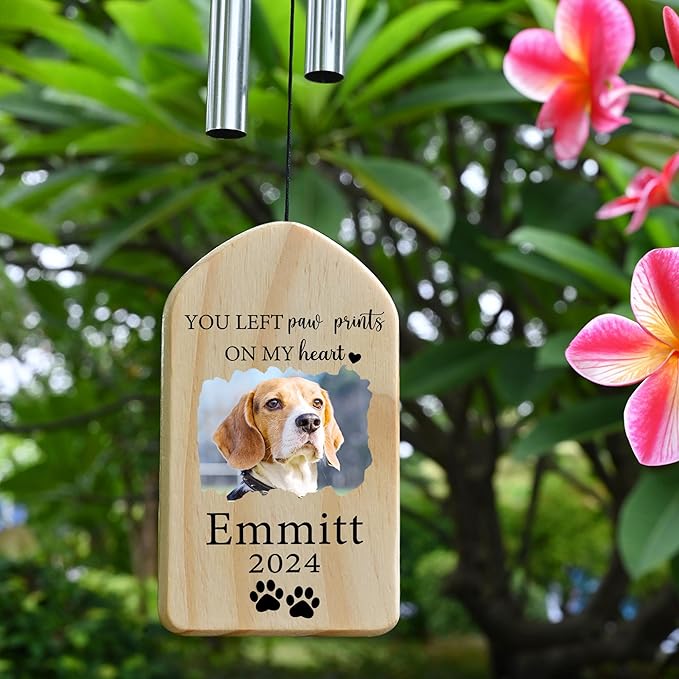 Pet Memorial Wind Chime, Pet Loss Gifts, Pet Memorial Gifts for Dogs, Dog Memorial Gifts for Loss of Dog, Loss of Dog Sympathy Gift, Dog Remembrance Gift, in Memory of Dog Cat - Left Paw Prints