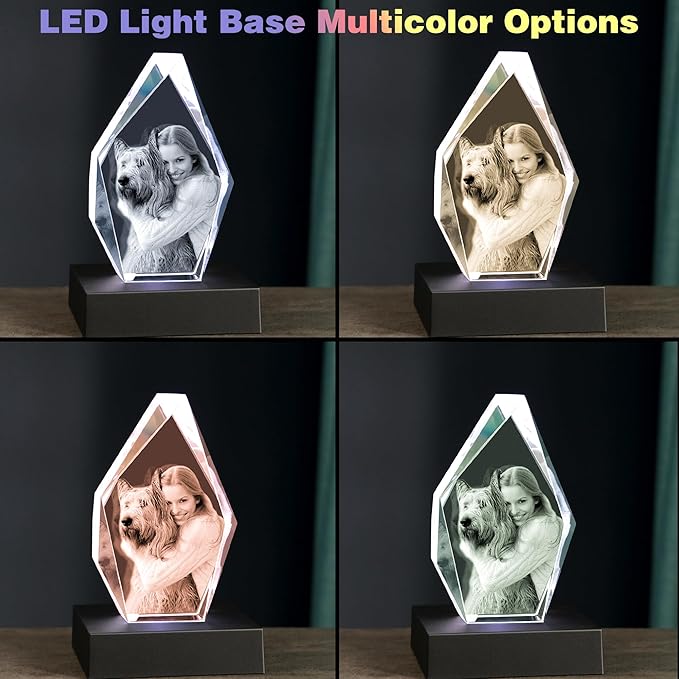 Personalized Dog Memorial Gifts,3D Crystal Photo,Pet Memorial Gift,3D Engraved Crystal Keepsake Gift, Dog Photo Frame, Personalized Animal Photo Gift,Dog Pictures