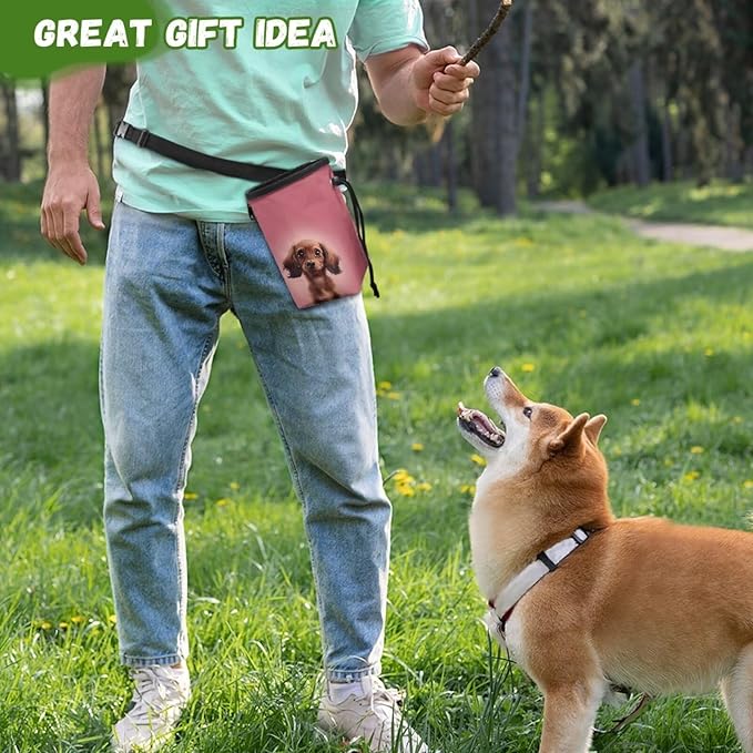 Dachshund Dog Treat Bag Animal Walking Snack Container, Puppy Dog Training Treat Bag Dog Food Dispenser Treat Snack Bags for Pet Puppy Travel or Outdoor Use