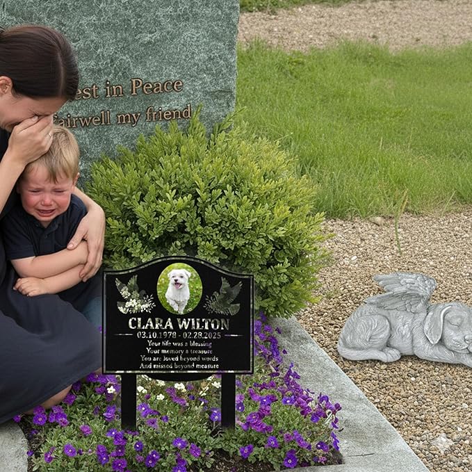 Custom Dog Grave Markers Outdoor, Personalized Pet Grave Marker Dog Memorial with Photo and Name, Outdoor Weatherproof Pet Cemetery Sign, Personalized Dog Memorial Gifts for Loss of Dog