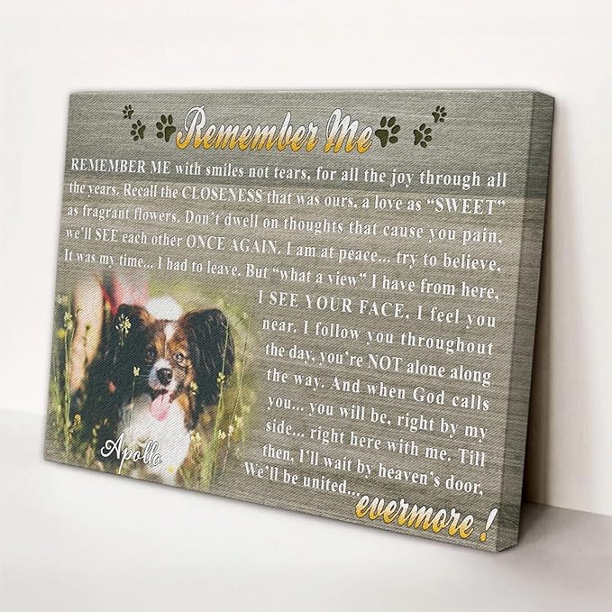 Dem Canvas Personalized Photo Canvas Prints, Dog Loss Gifts, Remember Me With Smiles Not Tears, Pet Memorial Gifts For Dog Lover, Dog Death Sympathy Gifts, Cat Memorial Print Photos Pet Loss Gift (36x24)