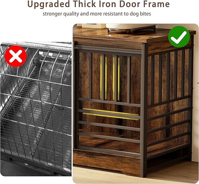 COZPAW 78 Inch Double Dog Crate Furniture, Extra Large Dog Kennel Indoor for 2 Dogs, Heavy Duty Dog Cage with Divider, Wooden Dog House Decorative Table TV Stand for XLarge Dogs (Cognac Brown)