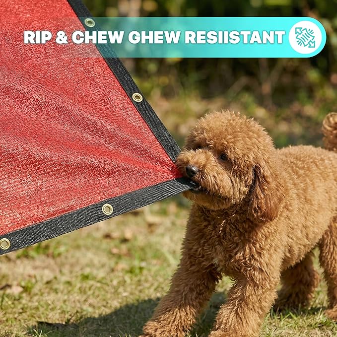 Royal Shade 8' x 26' Red Custom Size 90% Shade Cloth Dog Kennel Shade Mesh Tarp Sunblock with Grommets for Dog Kennel Cover, Fence Privacy Screen, Greenhouse, Chicken Coop & Pet Playpen.