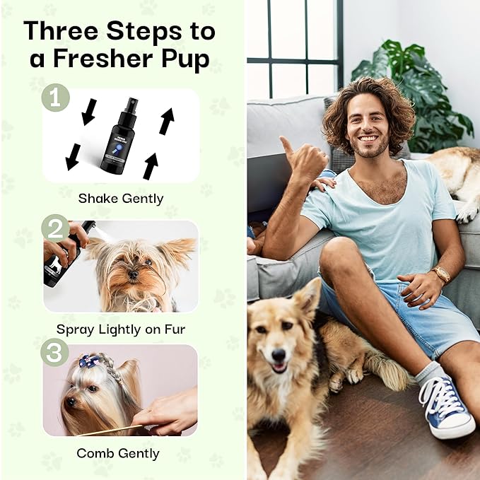 605Products Premium Dog Cologne & Odor Eliminator - Long Lasting Puppy Perfume, Deodorant & Grooming Spray with Essential Oils, (2oz) Blue Ribbon