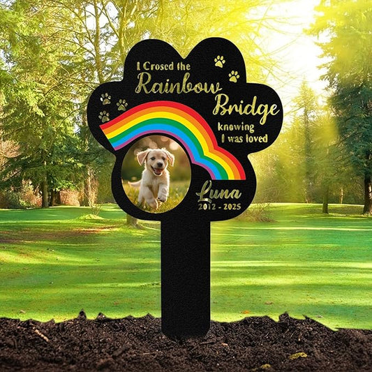 Custom Dog Grave Markers Outdoor, Personalized Pet Grave Marker Dog Memorial with Photo and Name, Outdoor Weatherproof Pet Cemetery Sign, Personalized Dog Memorial Gifts for Loss of Dog
