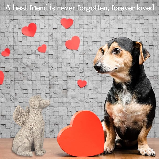 Angel Dog Figurine - Sympathy Gift for Dog Loss, Outdoor Memorial Statue Decor