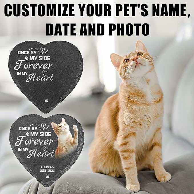 Dog Memorial Gifts for Loss of Dog, Personalized Pet Memorial Stone Plaque with Photo Name, Custom Pet Grave Headstone, Loss of Pet Sympathy Gift for Dog Cat Lovers