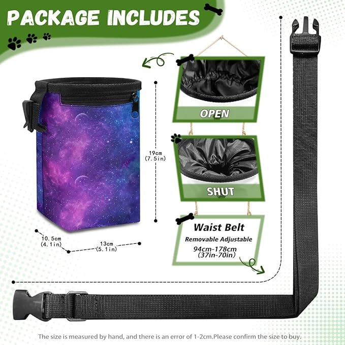Galaxy Pet Treat Pouch Multiwear Puppy Training Pouch Treat Pouches for Pet Training, Dog Trainer Essentials Supplies Reward Pouch with Waist Belt Shoulder Strap