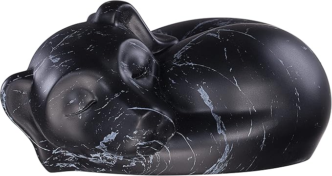 Pet Urns,Sleeping Resin Cremation Dog Urn, Dog Urns for Ashes, Small Animal Urn(Black)