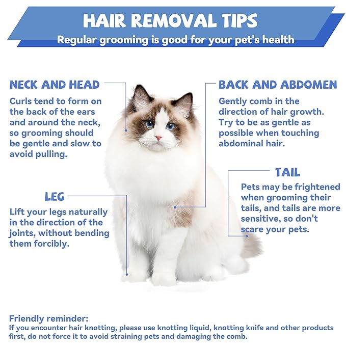 Pet Grooming Comb with Rounded Ends Stainless Steel Teeth for Dogs & Cats,Wide & Dense Teeth for Removing Tangles, Knots,Undercoat,Flea,Face,Chin,Tear Stain,Excess Hair,Metal Dematting Tool Pet Gift